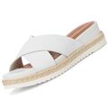 Tamaris Damen Pantoletten Clog Weiß 1-27202-20/117 Leder Keilabsatz