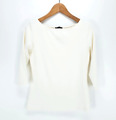 Zara Damen Schickes Sweatshirt 3/4 Langarmshirt mit Stretch Weiß in Gr. L