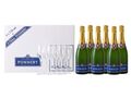 (60,31€/l) Pommery Champagner Royal Brut + 6 Gläser 12,5% 6-0,75l Flasche
