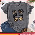 Leopard Glasses Bow Girl T-shirt Tee (L) ~