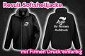 Softshelljacke Result schwarz mit Wunsch Druck Logo Text zweiseitig Firma Arbeit