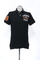 Superdry Herren Kurzarm Poloshirt Polohemd S schwarz Knopf Piqué 100% Baumwolle