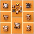 Schuhstecker/Shoe Charms/Set TIERE/KUH/KÜHE/LITTLE COW/BAUERNHOF/HOCHLANDRIND