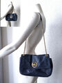 MICHAEL KORS Tasche Pebble Leder Schultertasche + Xbody DUNKELBLAU gold Kette