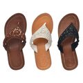 Lestarie Damen Sandale, Leder handgefertigt, Flipflops, Pailletten Zehentrenner