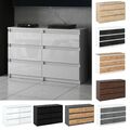 Kommode mit 6 Schubladen Sideboard Schubladenschrank Kleiderschrank Weiß Schwarz