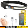 LED+COB Sensor Stirnlampe Scheinwerfer Kopflampe USB Wiederaufladbar Wasserdicht