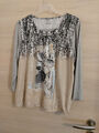 Rabe 3/4 Arm Shirt neu grau beige Glitzer Gr.42 NP 49.90€