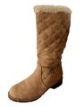 Damen Stiefel Boots Leder-Optik Gefüttert Winterstiefel Braun Gr. 36,37,38,39,41