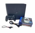 Sony PlayStation 4 Slim 500GB Spielekonsole Jet Black mit Controller Und Spielen