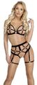 Riemchen Set Schwarz   Harness- Style  BH und Taillen- Slip  Gr. S, M, L,XL