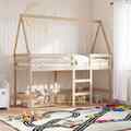 Hochbett mit Leiter Dach Bett Kinderbett Spielbett 80x200cm Massivholz vidaXL