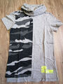 Jungen T-Shirt, Kurzarm Schlauch-/Schalkragen Gr.146/152, grau,camouflage,neuw.