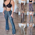 Boho Damen Printed Schlaghose Leggings Sommer Stretch Bootcut Hosen Freizeithose