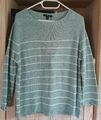 Pullover T-Shirt Pulli Grün mit weißen Streifen Gr. 40/42 M