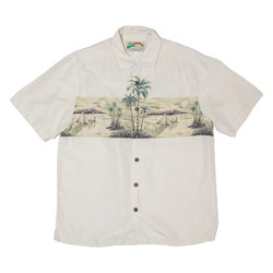 Vintage PARADISE FOUND Herren Hawaii Hemd Beige Seide 90er L