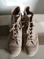 Schuhe Stiefeletten Wildleder Beige Gr.37- 37 1/2 (4 1/2)