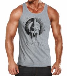 Herren Tank-Top Aufdruck Sparta Helmet Krieger Warrior Spartahelm Fitness