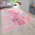 Teppich Kinderzimmer Kinderteppich Rutschfest Spielteppich Spielfeld Herz Pink