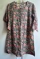 Schöner Blumenmuster indischer Handblockdruck Baumwolle Gaze Kaftan Kittel Top M