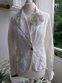 ZARA Hübscher Damen Blazer Gr.L 36/38  weiß creme tailliert Blume