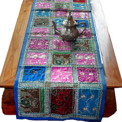 Tischläufer Patchwork Tischdecke Orient-Wandbehang Indien Läufer Rajasthan