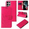 Handy Tasche für Samsung Galaxy S23 Ultra Handyhülle Blumen Buch Cover Case Pink