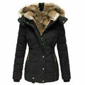 Damen Navahoo warm Winter Jacke Langer Teddyfell jacke Parka Mantel Coat Anbau