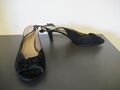 69/7 GABOR Damen Pumps Slingback Sandalen Gr. 42 / 8 schwarz Leder Absatz 6 cm