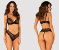 OBSESSIVE SET BH STRING TÜLL PUNKTE SCHWARZ  transparent bralette spitze slip