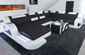 Wohnlandschaft Couch modern PALERMO XXL Form Luxus Sofa Stoffsofa Designsofa LED