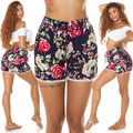 Koucla Damen Sommer Shorts Kurze Hose Hotpants Blumen Print  Milax-Fashion