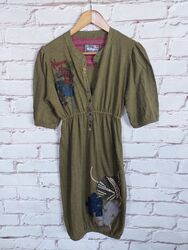 Desigual Damen Kleid Gr. M D36 Khaki Baumwolle 