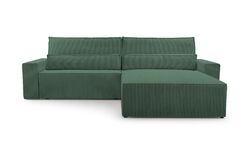 Ecksofa Cord mit Schlaffunktion und Bettkasten Couch für Wohnzimmer DENVER Grün