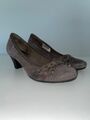 Orig. "Gabor" Pumps, graubraun, Wildleder, Applikationen, 4,5 cm, Gr.5  1/2,TOP!