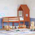 Hochbett Dach Kinderbett Lattenrost Hausbett Spielbett Massivholz Kiefer vidaXL