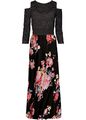 Maxikleid mit Blumenprint Gr. 42 Schwarz Geblümt Abendkleid Party-Kleid Neu