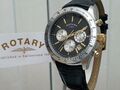  ROTIERENDE Herrenuhr Chronograph Tachymeter schwarz Leder UVP £240 verpackt sehr guter Zustand (R38