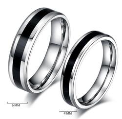 2 elegante Partnerringe Silber Schwarz Freundschaftsring Hochzeit Verlobung 