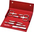 ECHT LEDER ROT 5-tlg. Manicure Set BECKER-MANICURE Erbe Solingen Maniküre-Etui