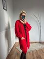 Cardigan Damen Strickjacke Rip Strick Mantel Winterjacke rot Lang 1m