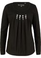 Neu Longshirt Gr. 40/42 Schwarz Damen Langarm-Shirt Bluse mit Glitzersteinen