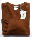 GALERIA Damen Pullover Gr.42/L Kaschmir 100% cognac-braun V-Ausschnitt NEU