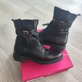 Schwarze Stiefeletten Stiefel Boots aus Leder Gr. 38 von Donna Carolina