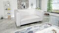 Edles Loungesofa Chicago 2 Sitzer in Kunstleder weiss Couch Polstersofa Sofa