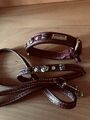 Malucchi Hundehalsband mit Leine -Echt Leder braun-