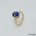 Ring mit ca. 2,00ct AAAA Tansanit und ca. 0,20ct W-si Brillant 750/18K Gelbgold