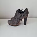 TOD's Tods Ankle Boots Stiefeletten Gr. 36 Velourleder Plateau 