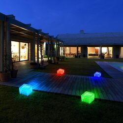 4er 8er 12er LED RGB Solar Außen Lampe Glas Eis Würfel Garten Deko Farbwechsler