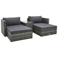 5-tlg. Garten-Lounge-Set mit Auflagen Poly Rattan